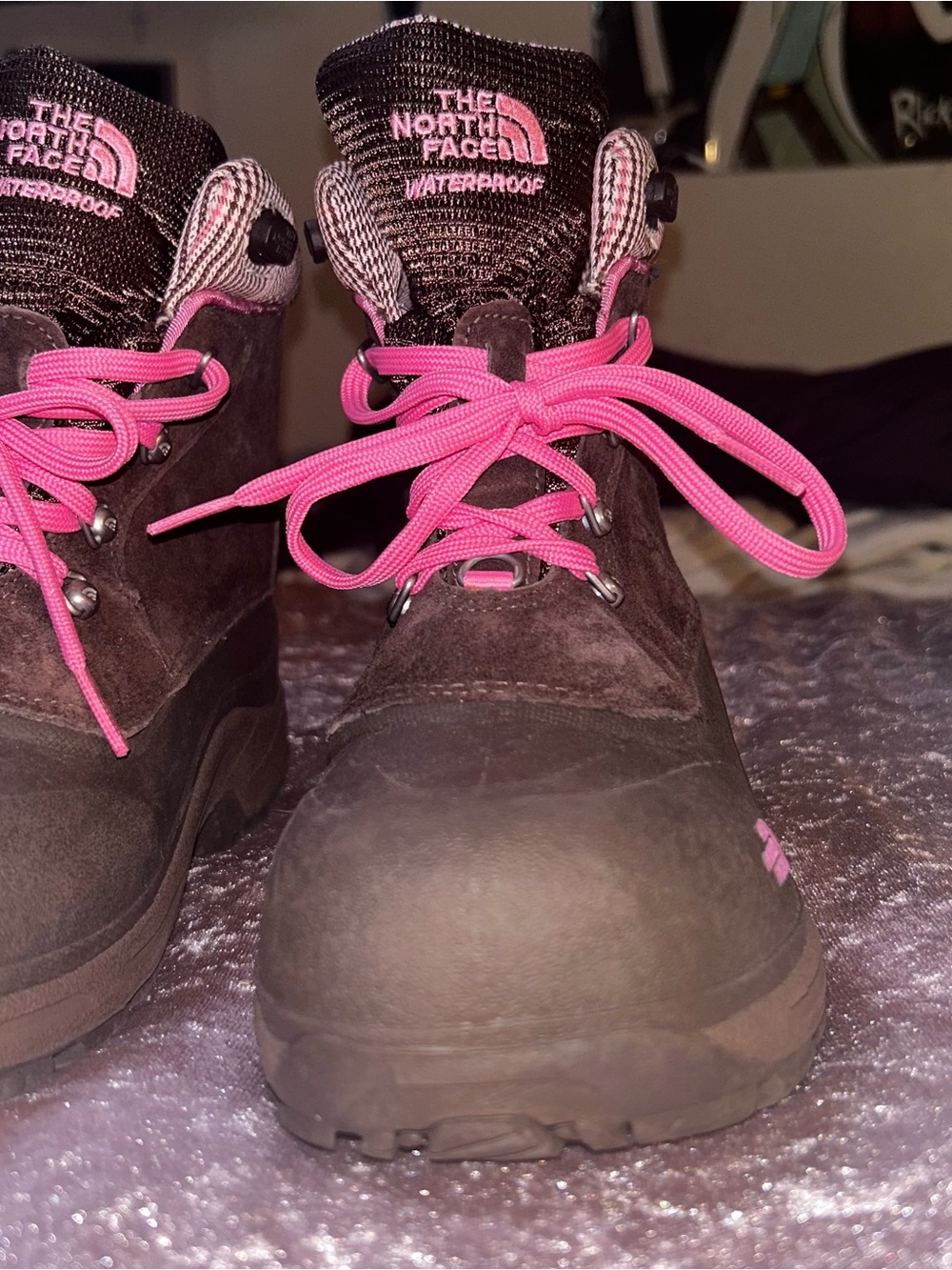 The North Face Brown Winter Boots with Pink Laces girls size 7 - Picture 5 of 16